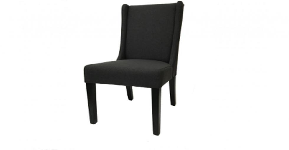 charcoal fabric plain back dining chair