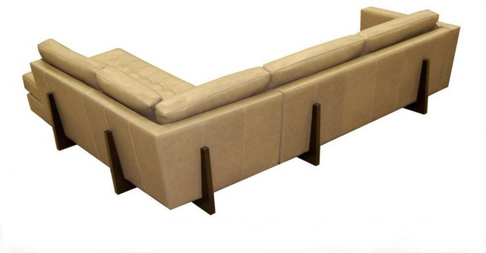 Leather And Wood Sectional