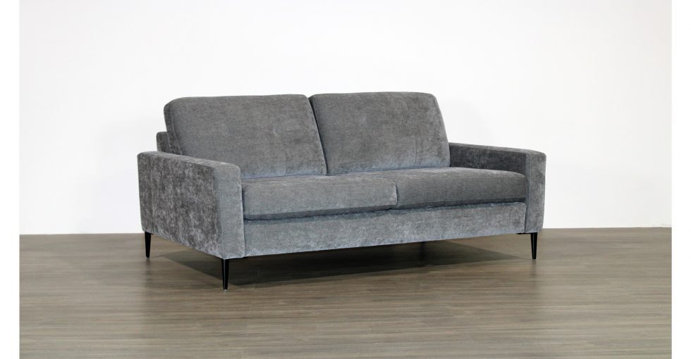grey fabric condo sofa