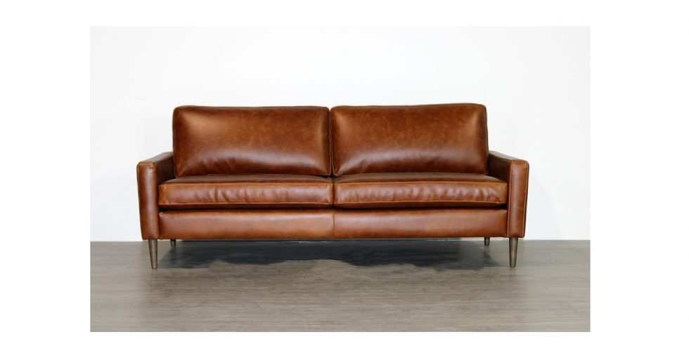 brown leather condo sofa