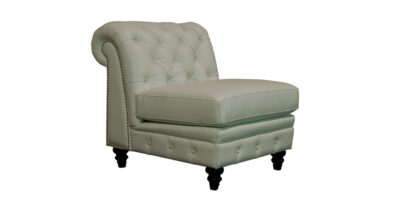 Champagne Armless Tufted Leather Chair