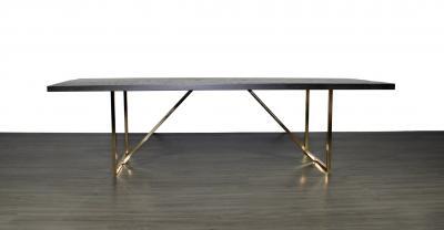 wood with metal base dining table