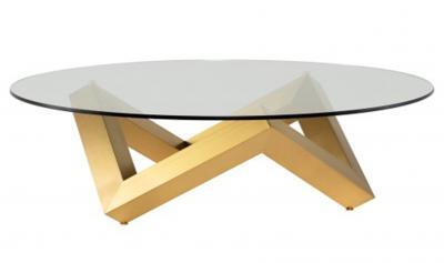glass tabletop with brushed gold base